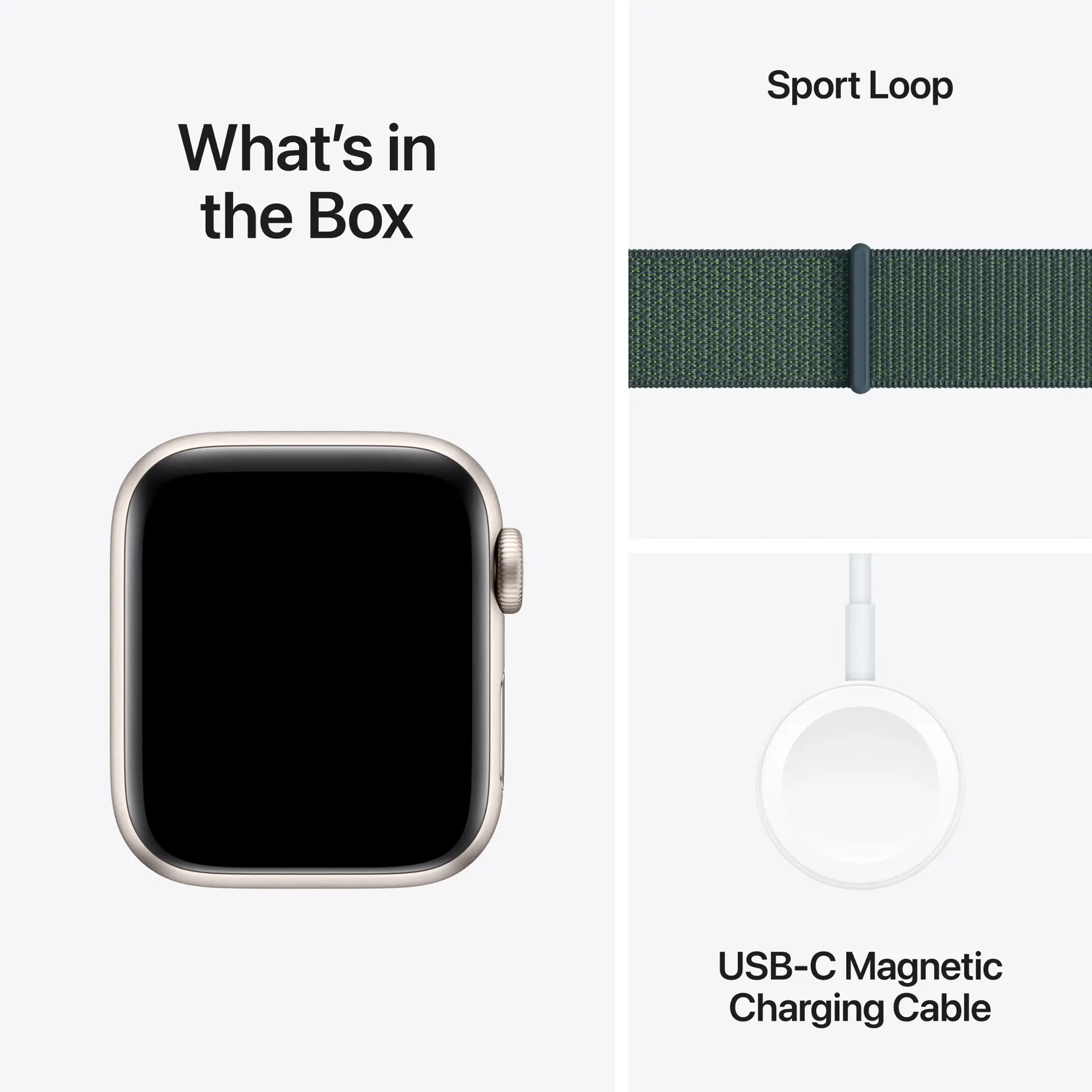 Apple Watch SE 2nd Generation (GPS) 40mm Aluminum Case with Lake Green Sport Loop - Starlight - (2024)