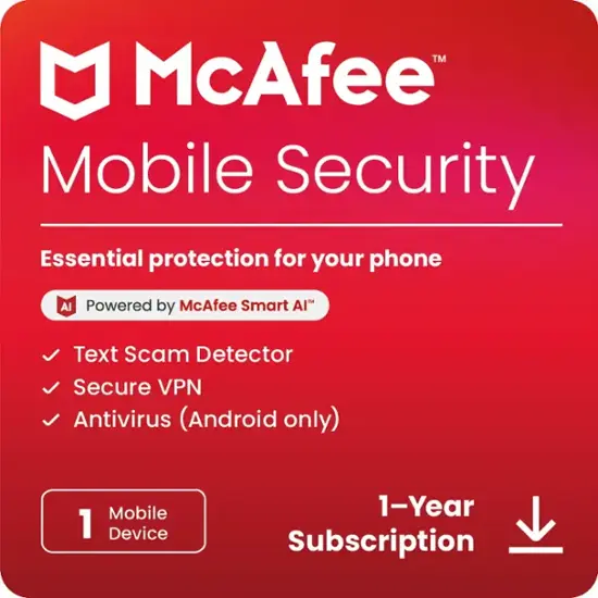 McAfee Mobile Security (1 Device) Antivirus Software (1-Year Subscription) - Android, Apple iOS [Digital]