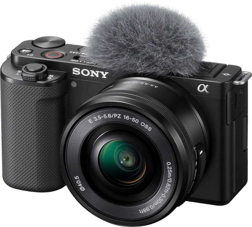 Sony - Alpha ZV-E10 Kit Mirrorless Vlog Camera with 16-50mm Lens - Black-Black