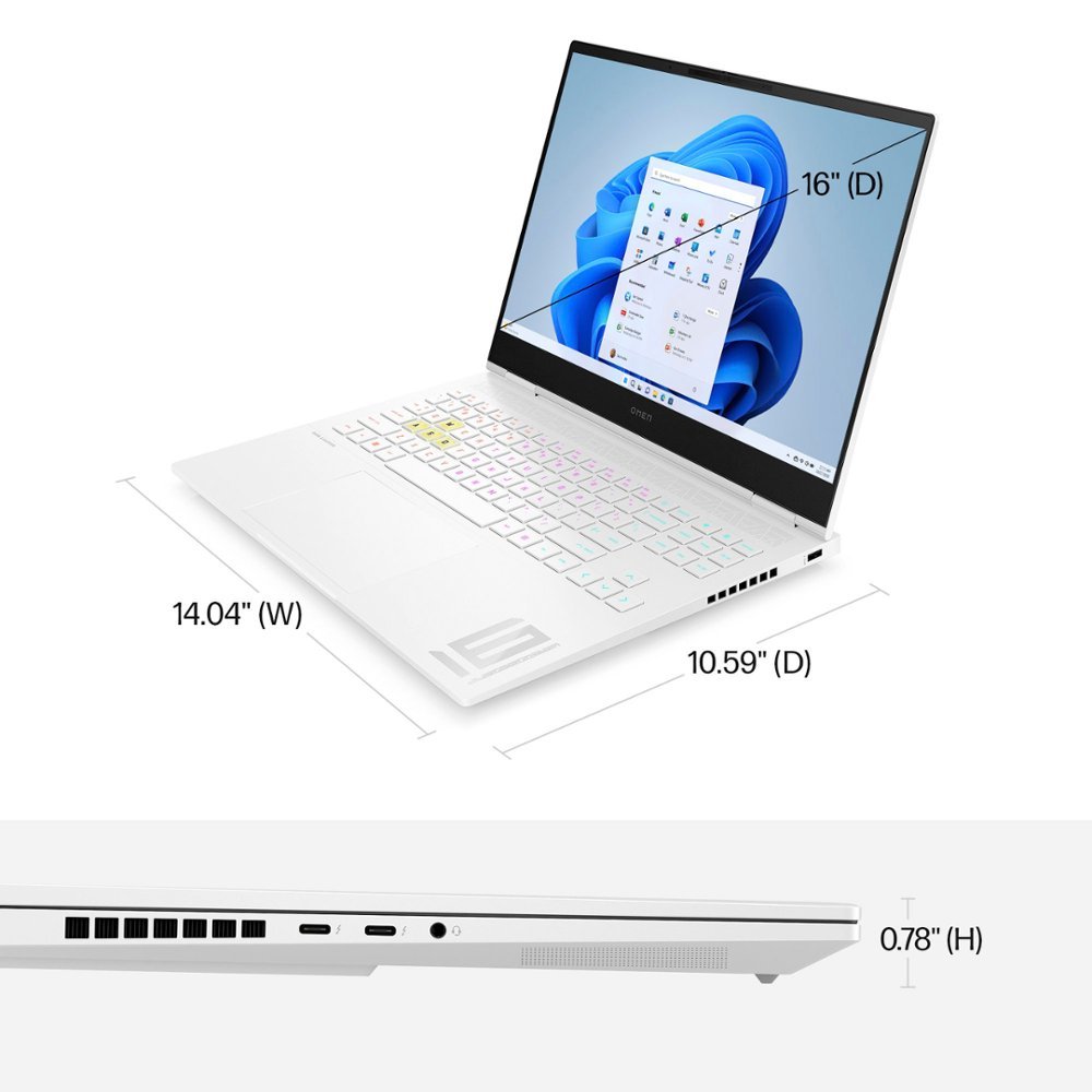 HP OMEN - Transcend 16" 240Hz Wide Quad XGA Gaming Laptop - Intel Core i9 - 16GB Memory - NVIDIA GeForce RTX 4070 - 1TB SSD - Ceramic White-Intel 13th Generation Core i9-16 GB Memory-1 TB-Ceramic White