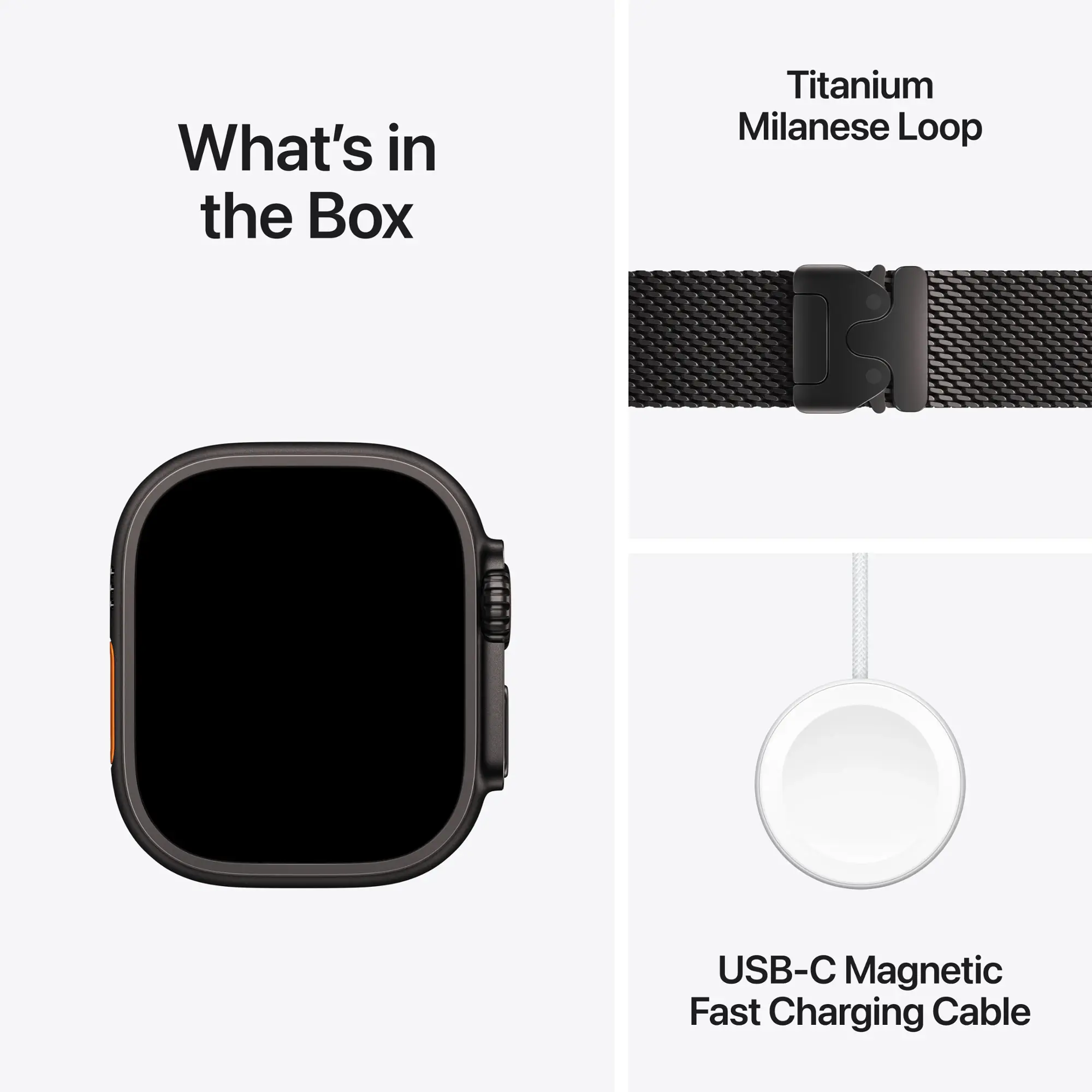 Apple Watch Ultra 2 (GPS+Cellular) 49mm Titanium Case with Black Titanium Milanese Loop - Medium - Black - (2024)