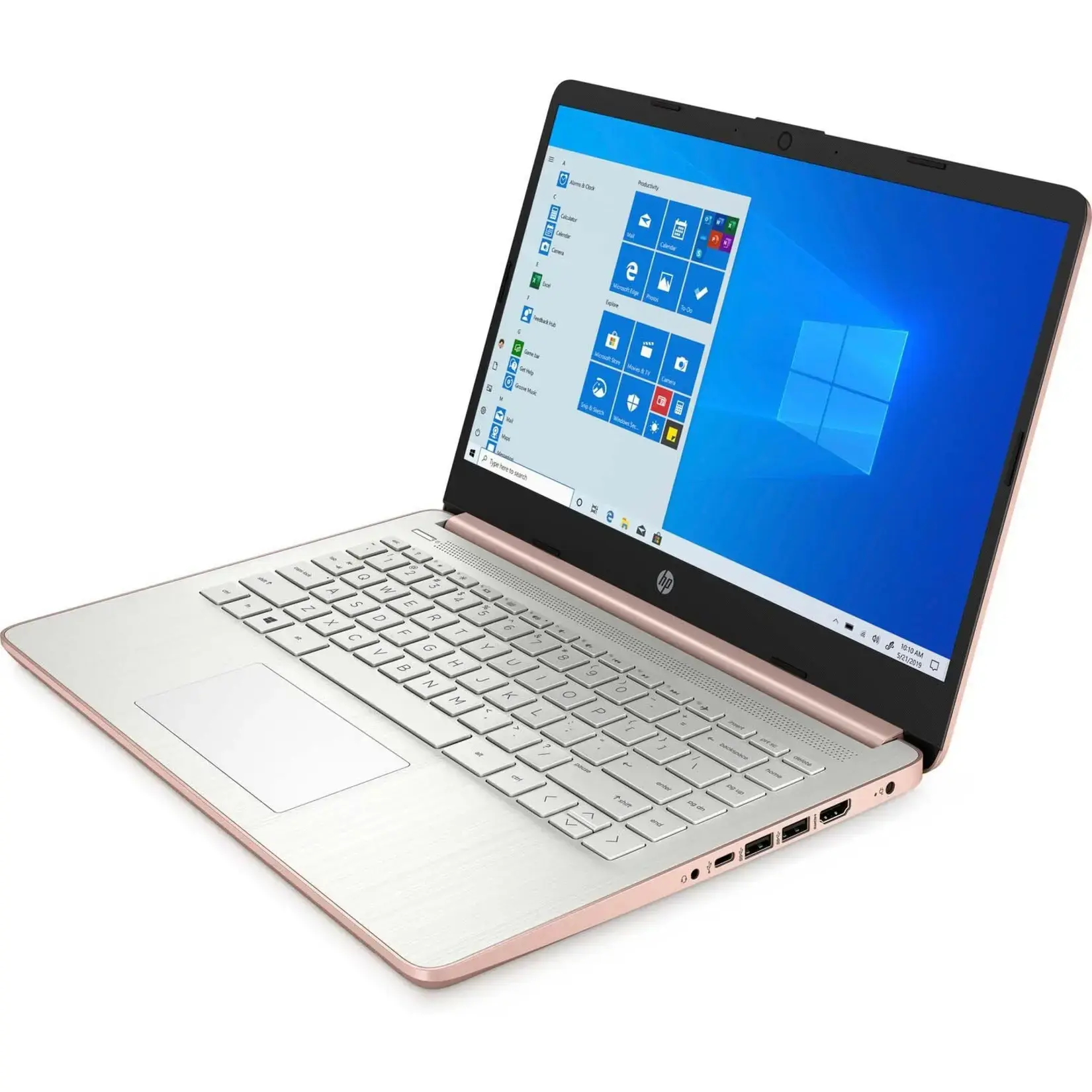 HP - 14-dq0000 14" LCD 1366 x 768 (HD) Touch Screen Laptop - Intel Celeron with 4GB Memory - 64 GB eMMC - Pale Rose Gold, Gold