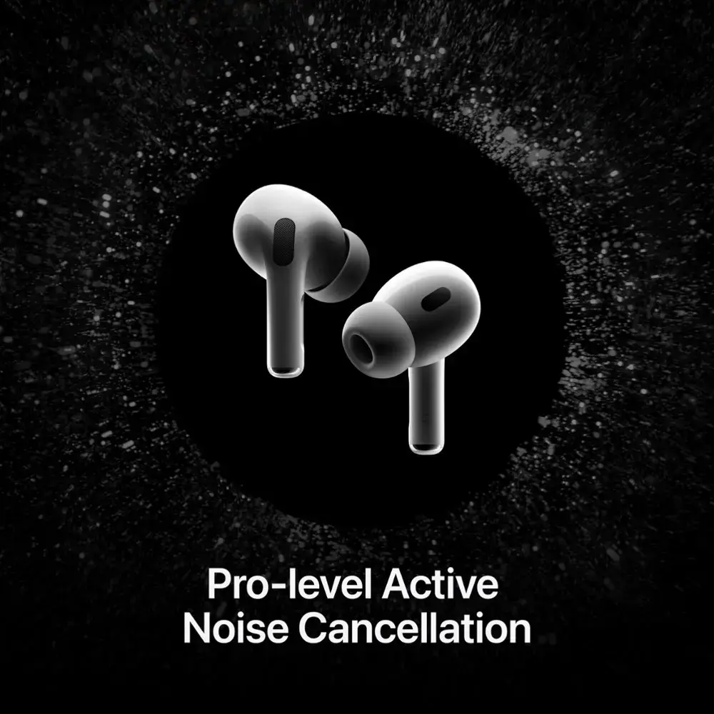 Apple - Air Pods Pro 2, Wireless Active Noise Cancelling Earbuds with Hearing Aid Feature - White