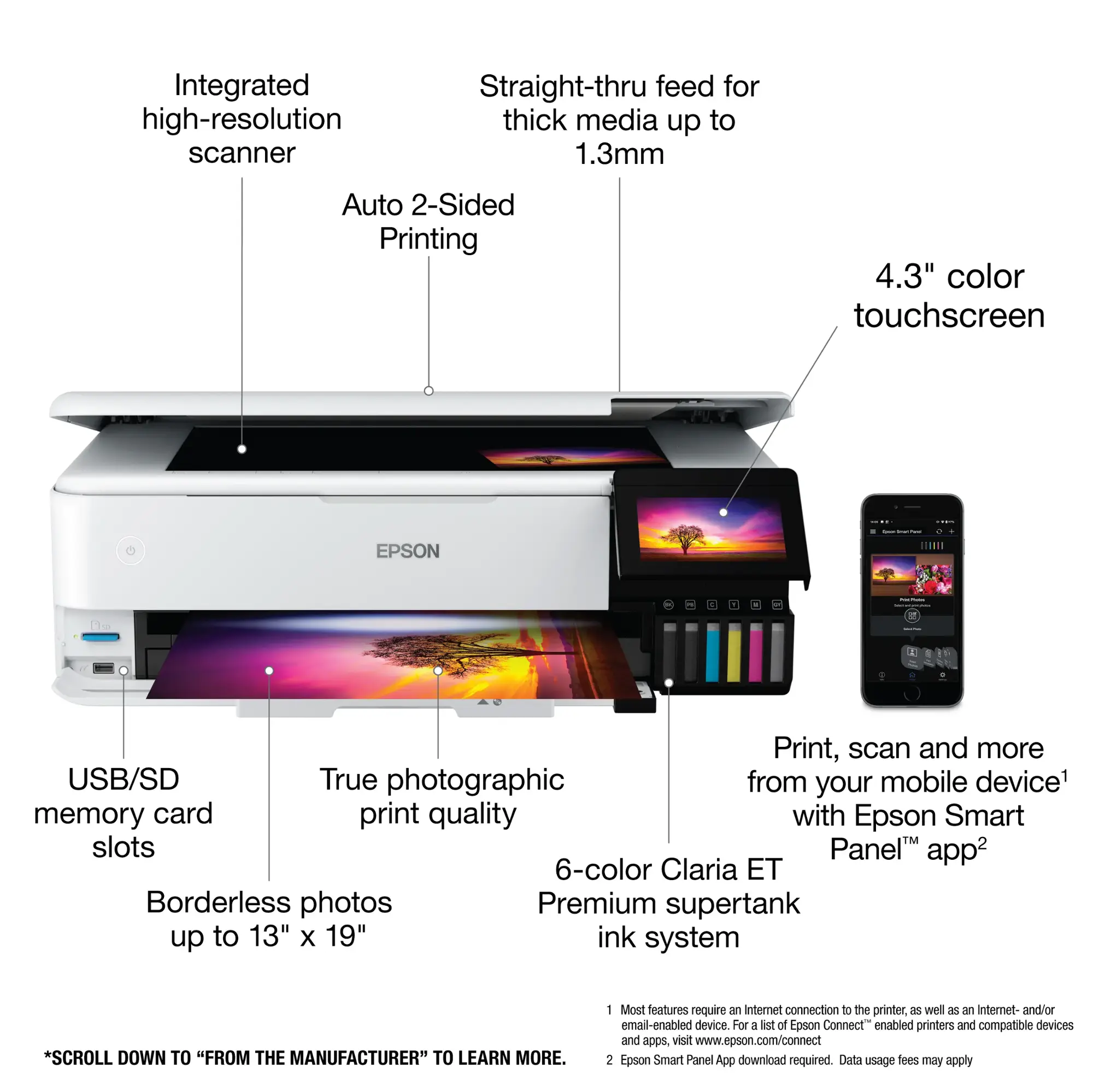 Epson - EcoTank Photo ET-8550 All-in-One Wide-format Supertank Printer - White-White