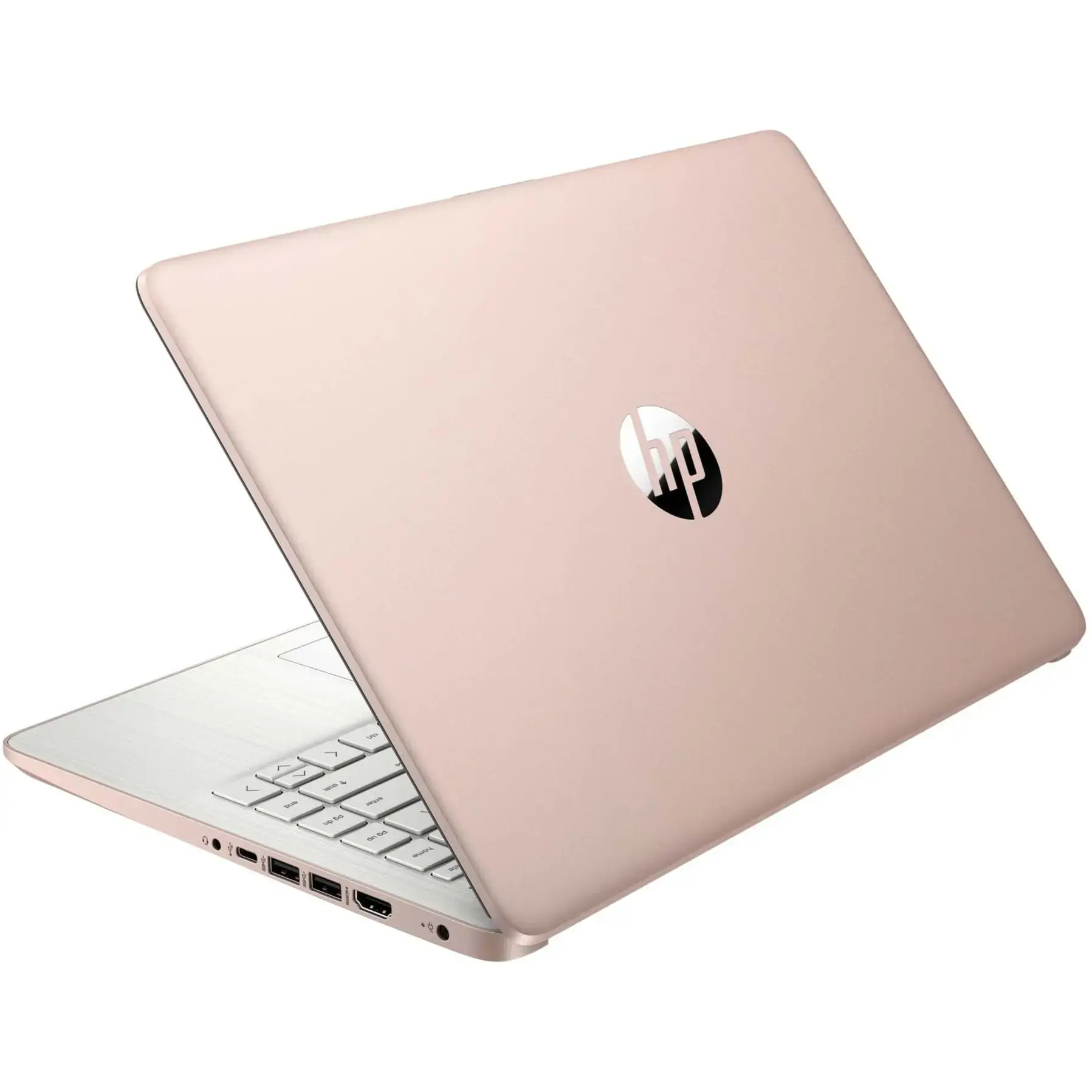 HP - 14-dq0000 14" LCD 1366 x 768 (HD) Touch Screen Laptop - Intel Celeron with 4GB Memory - 64 GB eMMC - Pale Rose Gold, Gold