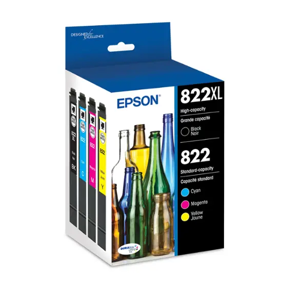 Epson - T822XL/T822 4-Pack High-Yield Standard Capacity Ink Cartridges - Black/Cyan/Magenta/Yellow