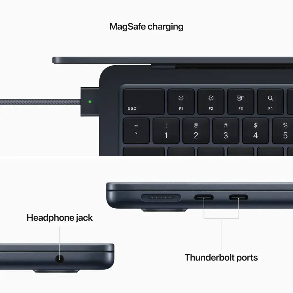 Apple - MacBook Air 13-inch Apple M2 chip Built for Apple Intelligence - 16GB Memory - 256GB SSD - Midnight