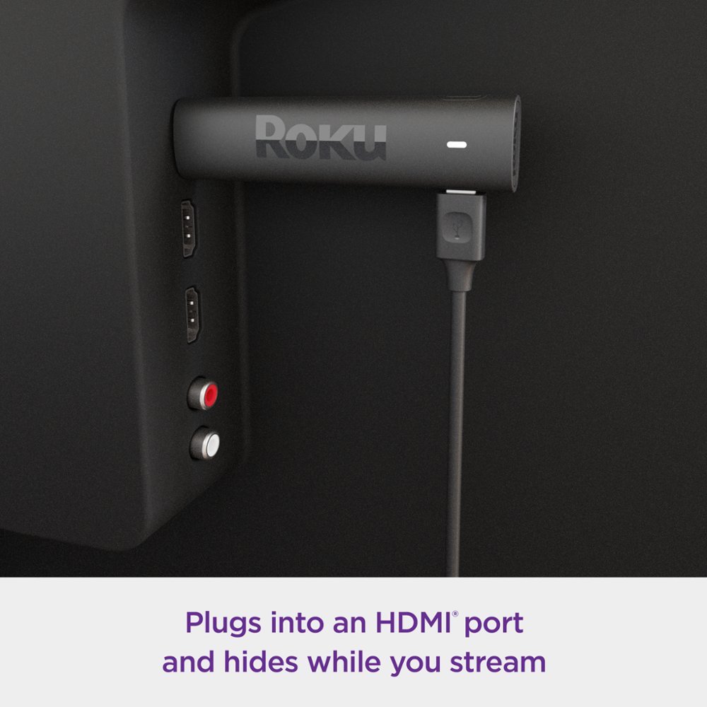 Roku Streaming Stick 4K | Streaming Device with Voice Remote and Long-Range Wi-Fi - Black-Black