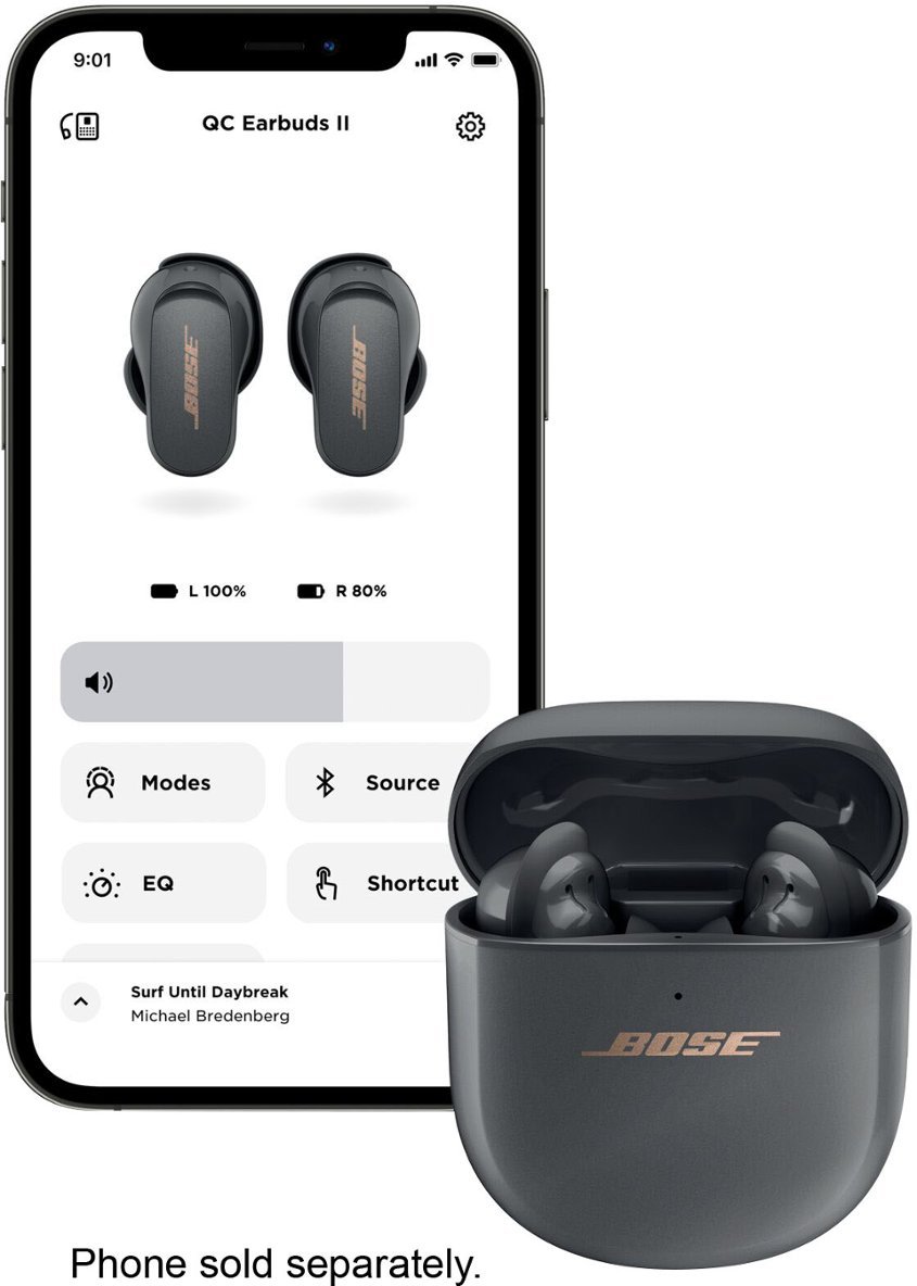 Bose - QuietComfort Earbuds II True Wireless Noise Cancelling In-Ear Headphones - Eclipse Gray-Eclipse Gray