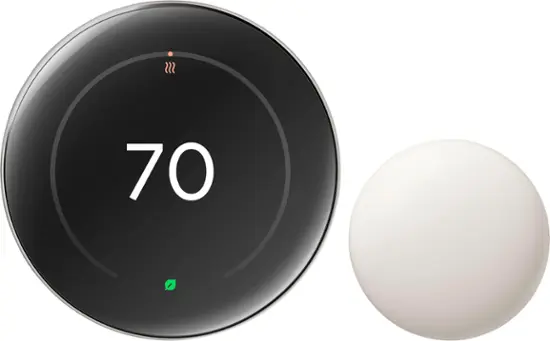 Google - Nest Learning Thermostat (4th gen) with Nest Temperature Sensor (2nd gen) - Polished Silver-Polished Silver