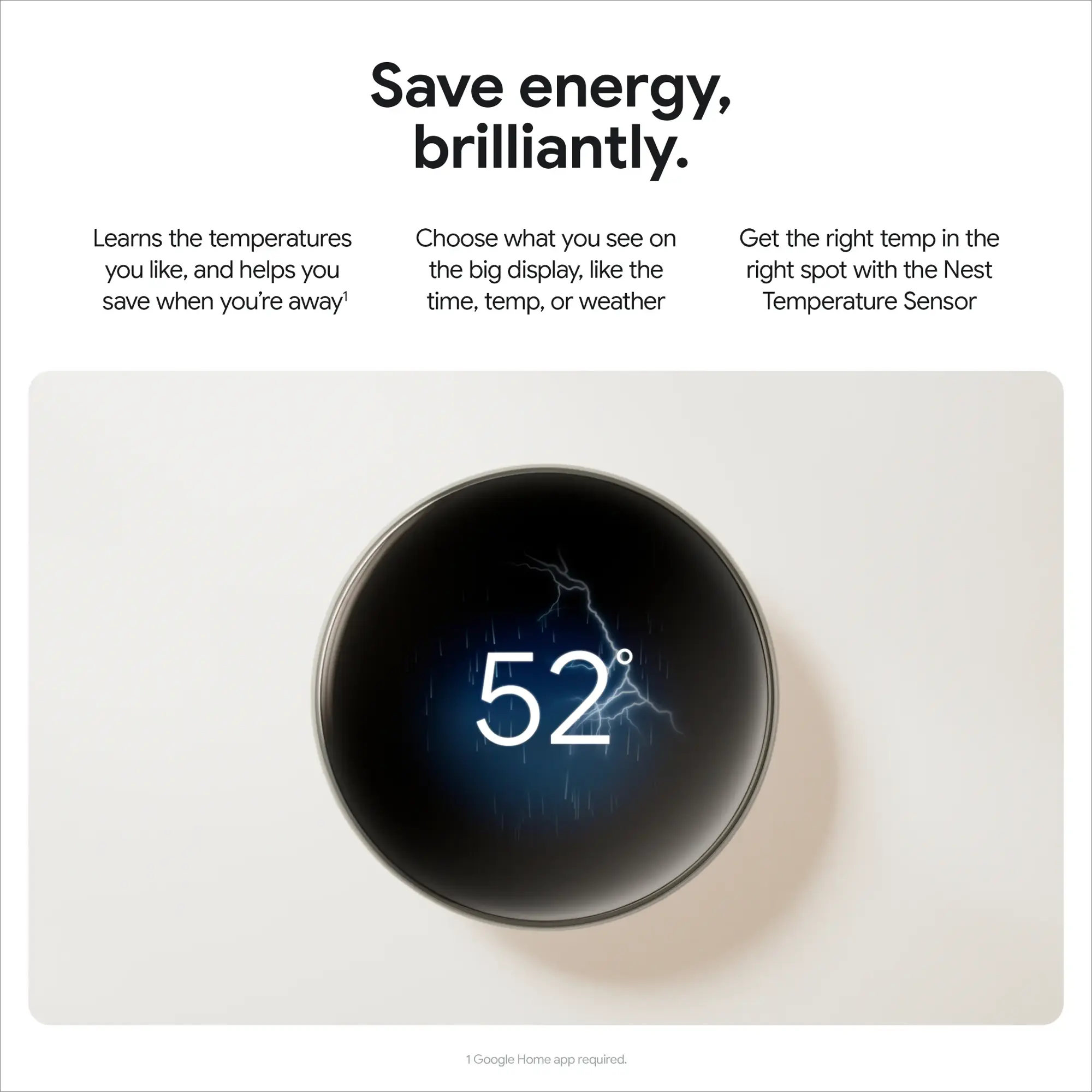 Google - Nest Learning Thermostat (4th gen) with Nest Temperature Sensor (2nd gen) - Polished Obsidian-Polished Obsidian