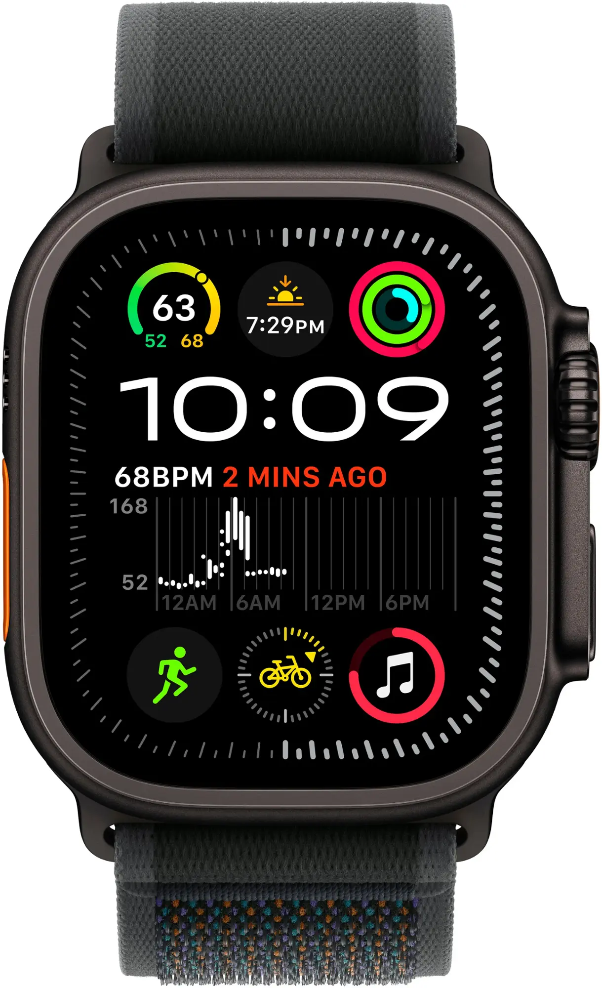 Apple Watch Ultra 2 (GPS+Cellular) 49mm Titanium Case with Black Trail Loop - M/L - Black - (2024)