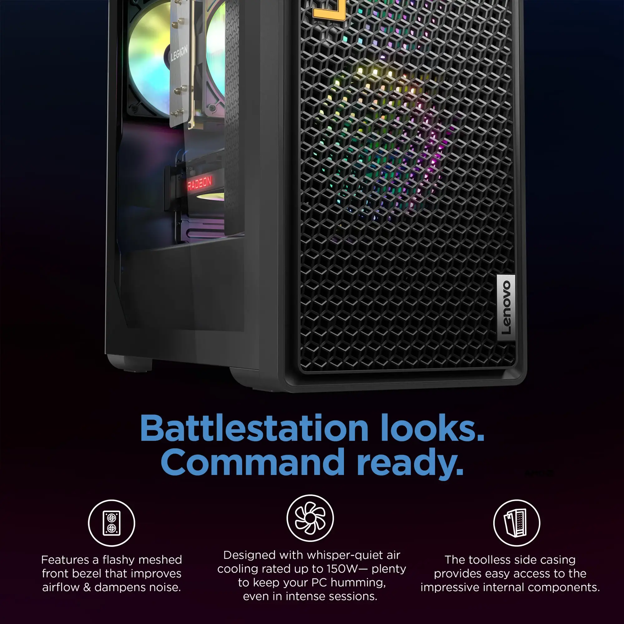 Lenovo - Legion Tower 5 Gaming Desktop - AMD Ryzen 7 7700 - 16GB Memory - AMD Radeon RX 7600 - 1TB SSD - Storm Gray-AMD Ryzen 7 7000 Series-16 GB Memory-1 TB-Storm Gray