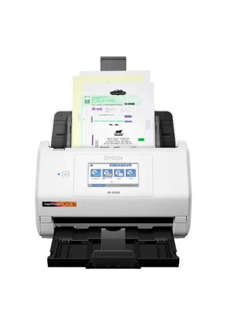 Epson - RapidReceipt RR-600W Wireless Receipt and Desktop Document Scanner - White-White