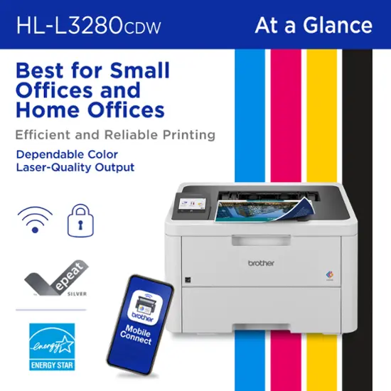 Brother - HL-L3280CDW Wireless Digital Color Printer with Laser Quality Output and Refresh Subscription Eligibility - White