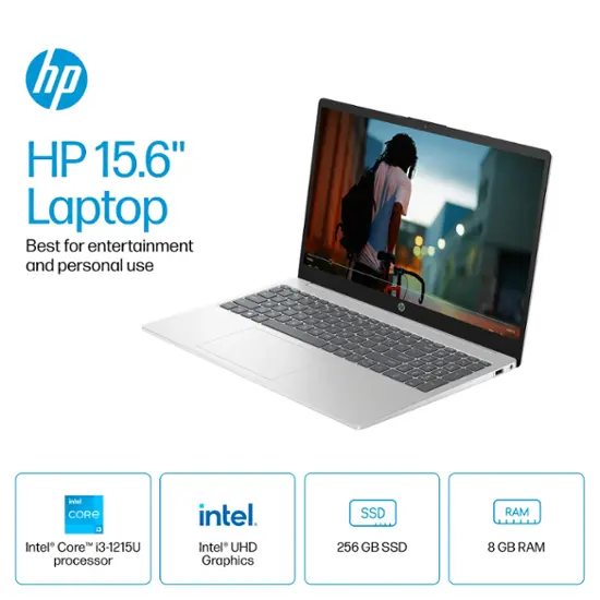 HP - 15.6" Touch-Screen Laptop - Intel Core i3 - 8GB Memory - 256GB SSD - Natural Silver-15.6 inches-Intel 12th Generation Core i3-8 GB Memory-256 GB-Natural Silver