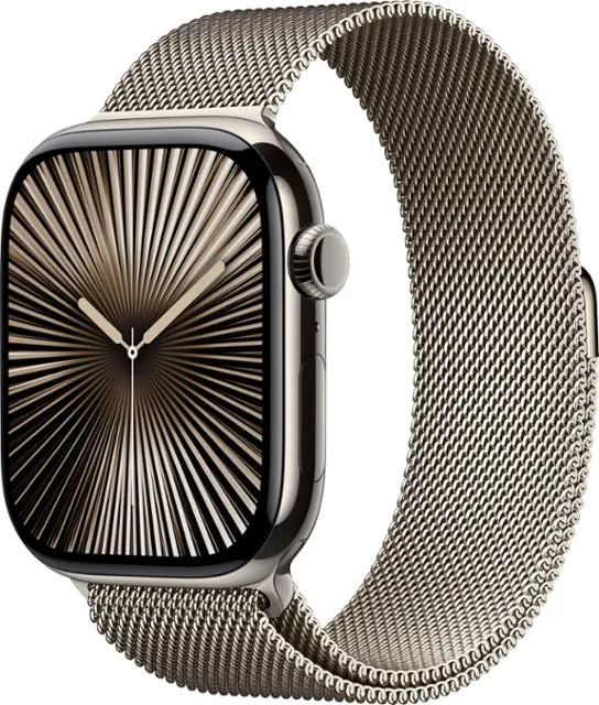 Apple Watch Series 10 (GPS + Cellular) 46mm Titanium Case with Natural Milanese Loop - M/L - Natural - (2024)-Natural