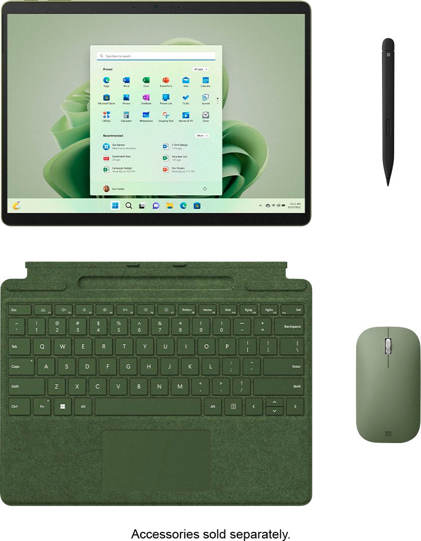 Microsoft - Surface Pro 9 – 13" Touch Screen – Intel Evo Platform Core i5- 8GB Memory – 256GB SSD – Device Only (Latest Model) - Forest-12th Gen Intel Core i5-1235U-8 GB Memory-256 GB-Forest