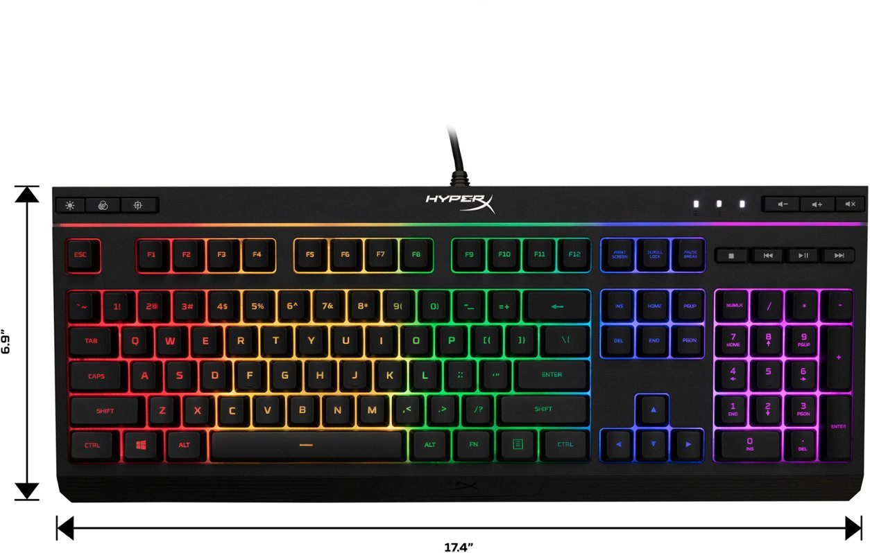 HyperX - Alloy Core Full-size Wired Gaming Membrane Keyboard with RGB Lighting - Black-Black