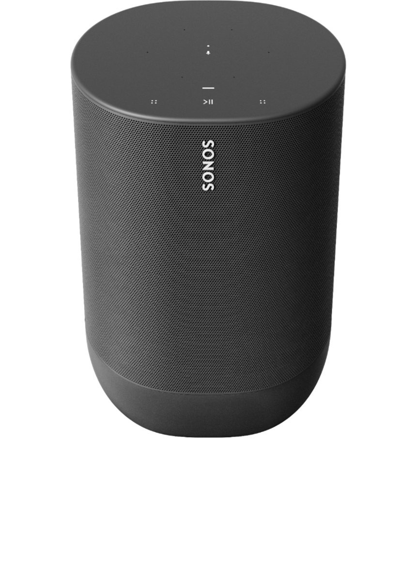 Sonos - Move Smart Portable Wi-Fi and Bluetooth Speaker with Alexa and Google Assistant - Black-Black