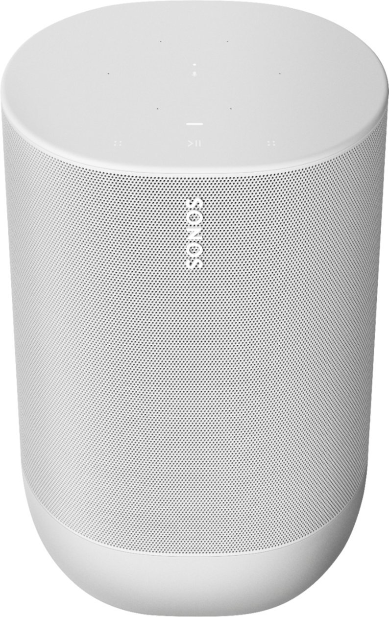 Sonos - Move Smart Portable Wi-Fi and Bluetooth Speaker with Alexa and Google Assistant - White-White
