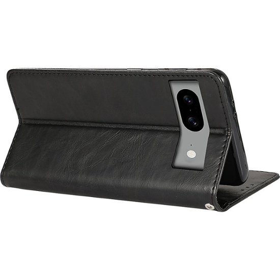 Sahara Case - Leather Folio Wallet Case for Google Pixel 8 - Black-Black