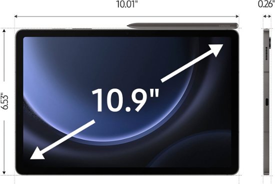 Samsung - Galaxy Tab S9 FE - 10.9" 128GB - Wi-Fi - with S-Pen - Gray-6 GB Memory-128 GB-Gray