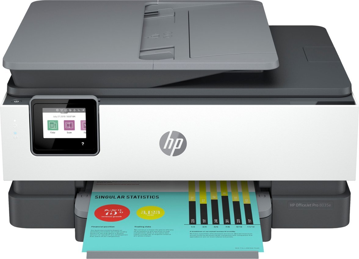 HP - OfficeJet Pro 8034e Wireless All-In-One Inkjet Printer with 12 months of Instant Ink Included with HP+ - White-White