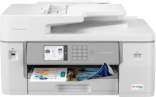 Brother - MFC-J6555DW INKvestment Tank All-in-One Inkjet Printer with up to 1-Year of Ink In-box - White/Gray-White/Gray