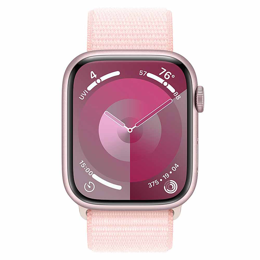 Apple Watch Series 9 (GPS) 45mm Pink Aluminum Case with Light Pink Sport Loop - Pink-45 millimeters-Pink