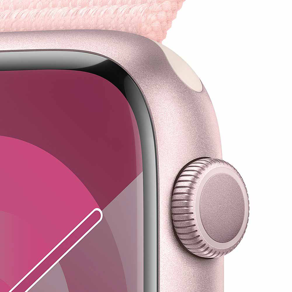 Apple Watch Series 9 (GPS) 45mm Pink Aluminum Case with Light Pink Sport Loop - Pink-45 millimeters-Pink