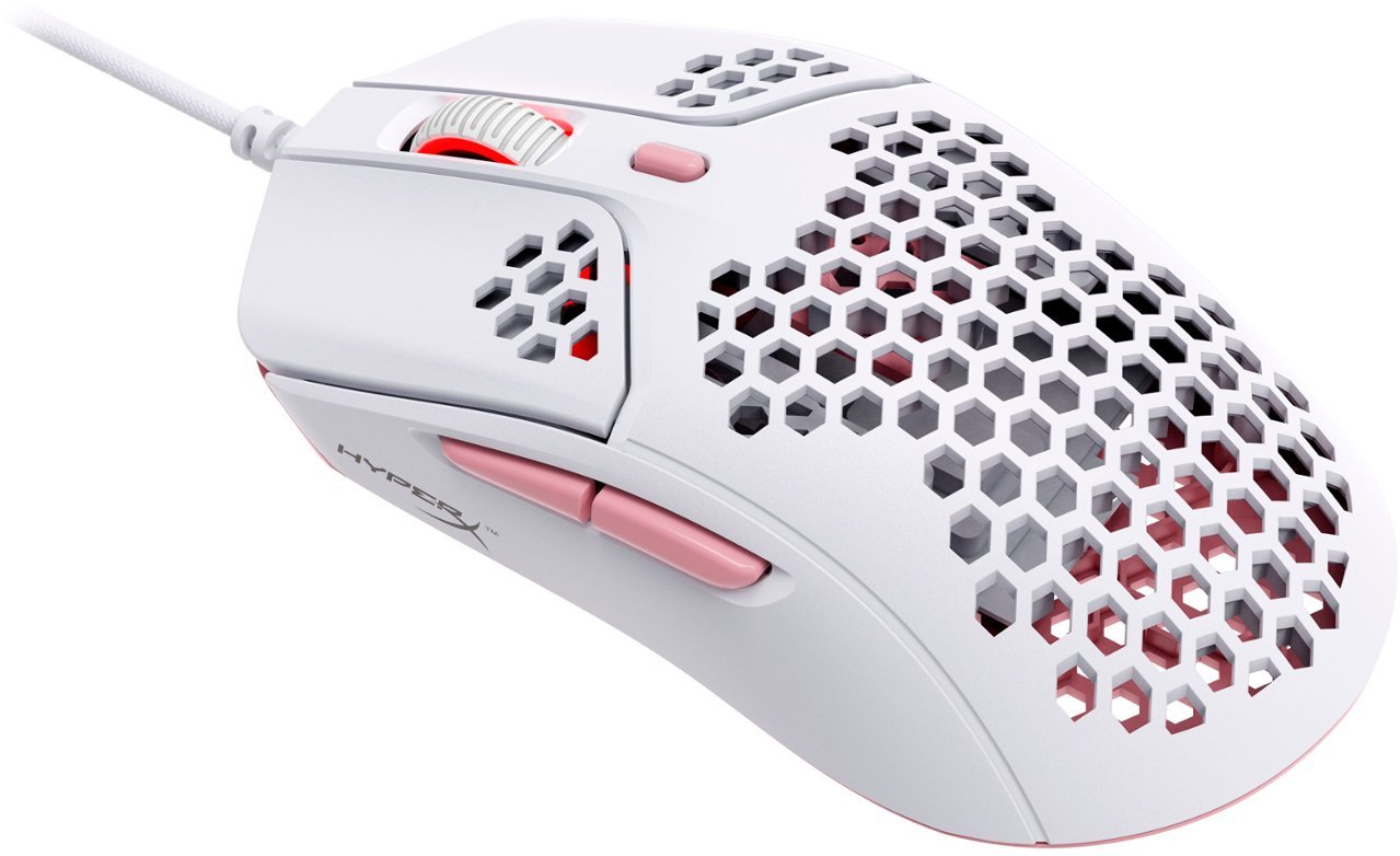 HyperX - Pulse fire Haste Lightweight Wired Optical Gaming Mouse with RGB Lighting - White/Pink-White/Pink