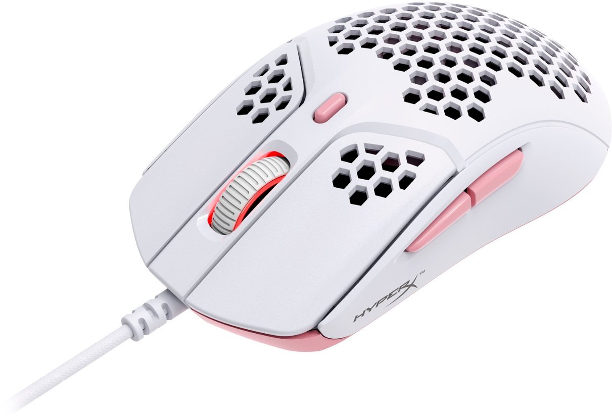 HyperX - Pulse fire Haste Lightweight Wired Optical Gaming Mouse with RGB Lighting - White/Pink-White/Pink