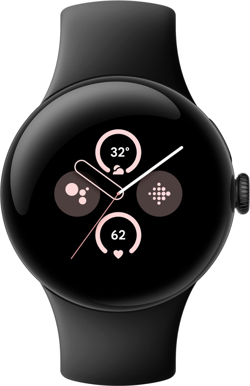 Google - Pixel Watch 2 Matte Black Smartwatch with Obsidian Active Band Wi-Fi - Matte Black-Matte Black