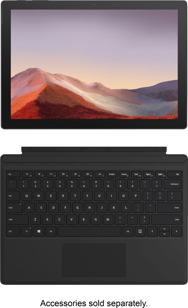 Microsoft - Geek Squad Certified Refurbished Surface Pro 7 - 12.3" Touch Screen - 256GB SSD with Black Type Cover - Matte Black-Intel 10th Generation Core i3-8 GB Memory-256 GB-Matte Black