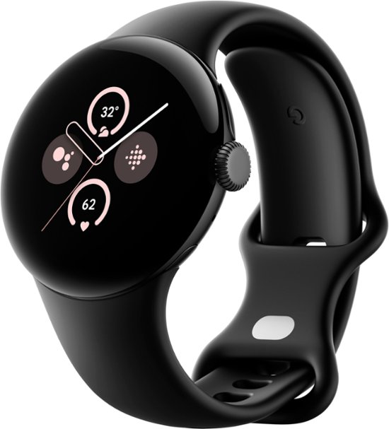 Google - Pixel Watch 2 Matte Black Smartwatch with Obsidian Active Band Wi-Fi - Matte Black-Matte Black
