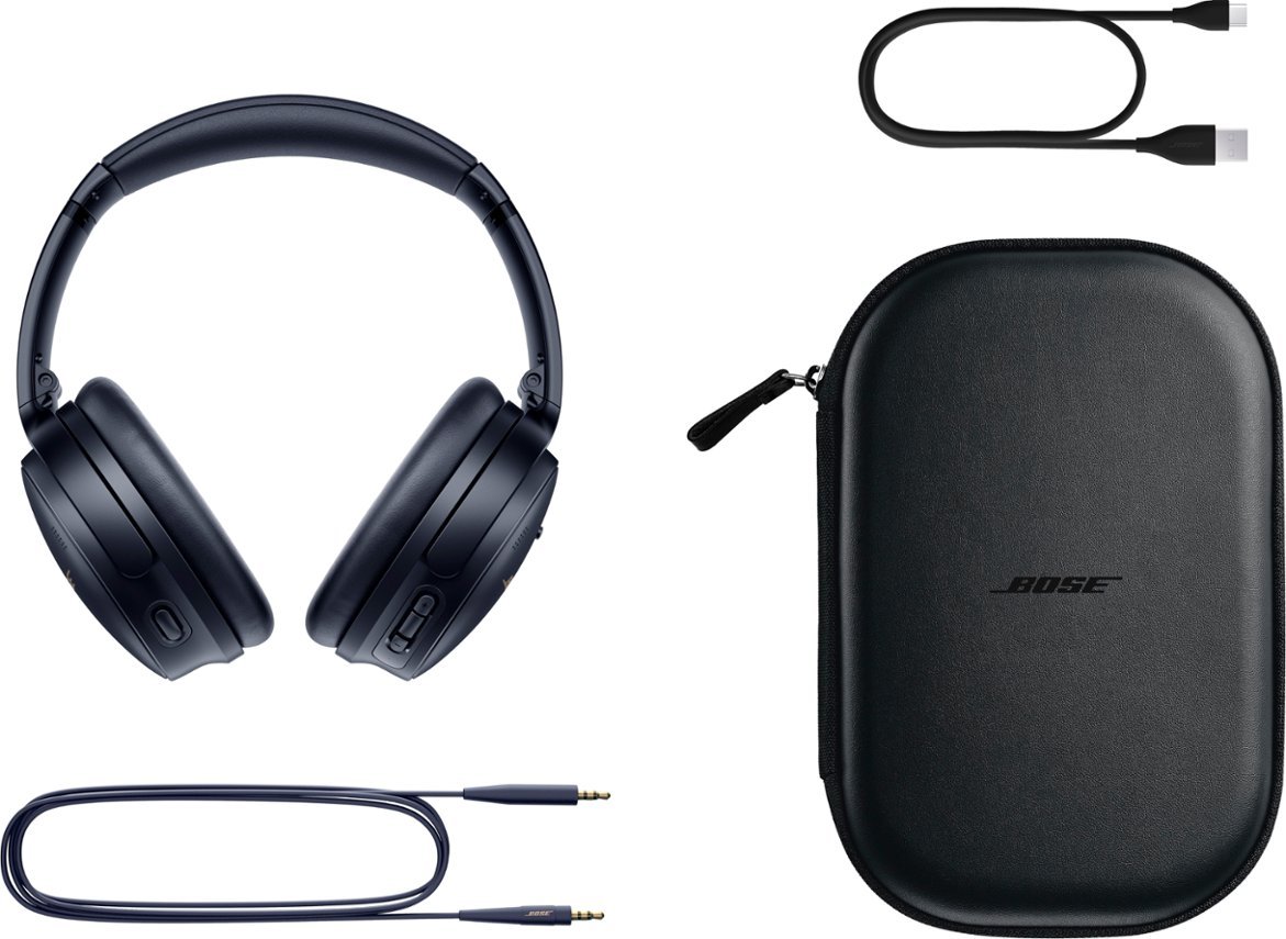 Bose - QuietComfort 45 Wireless Noise Cancelling Over-the-Ear Headphones - Midnight Blue-Midnight Blue