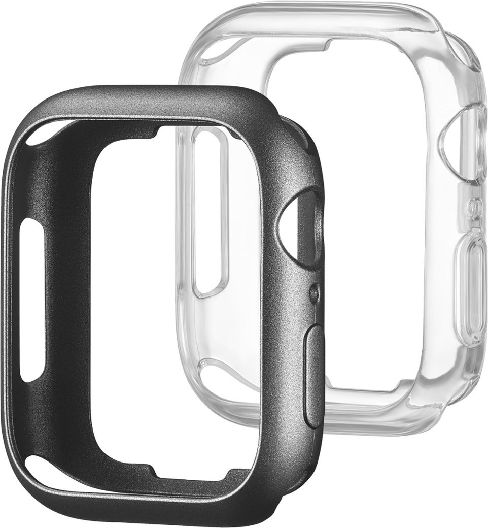 Modal™ - Bumper Case for Apple Watch 45mm and Apple Watch Series 8 45mm (2-Pack) - Space Gray/ Clear