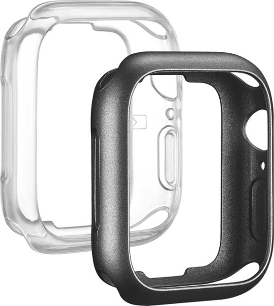 Modal™ - Bumper Case for Apple Watch 45mm and Apple Watch Series 8 45mm (2-Pack) - Space Gray/ Clear