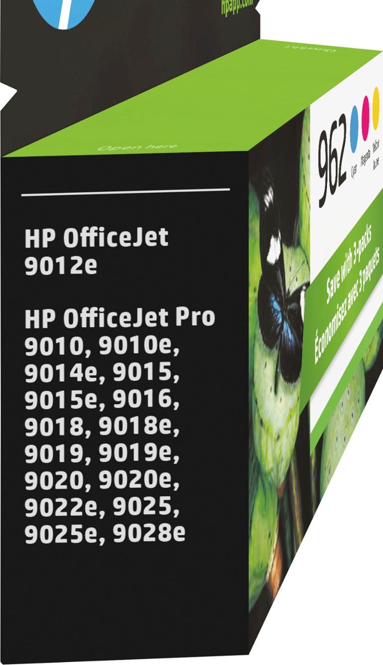 HP - 962 3-Pack Standard Capacity Ink Cartridges - Cyan/Magenta/Yellow-Cyan/Magenta/Yellow