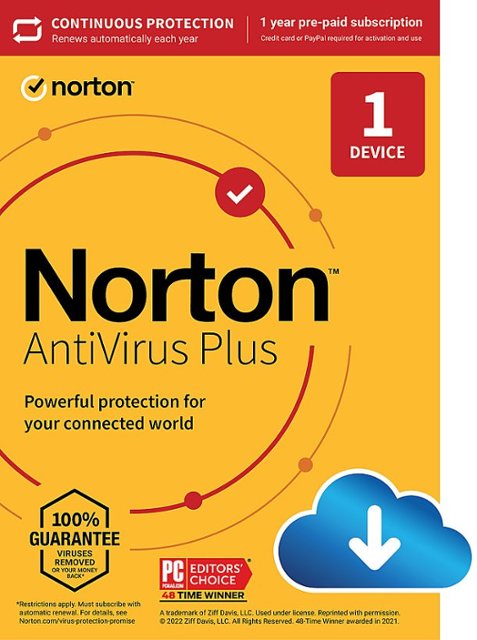 Norton - Anti Virus Plus (1 Device) Antivirus Software + Password Manager + Smart Firewall + PC Cloud Backup (1 Year Subscription) - Windows [Digital]