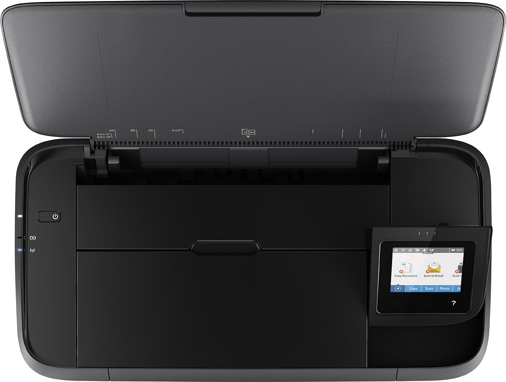 HP - Office Jet 250 Mobile Wireless All-In-One Inkjet Printer - Black-Black