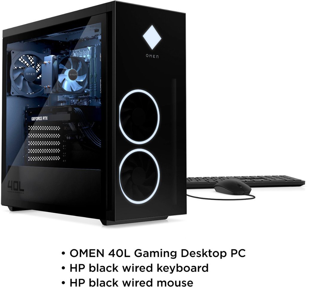 HP OMEN - OMEN 40L Gaming Desktop - AMD Ryzen 7 5700G - 16GB HyperX Memory - NVIDIA GeForce RTX 3070 - 1TB SSD - Black-Black