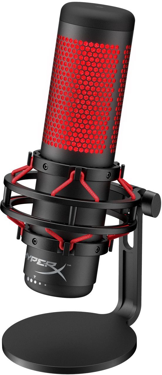 HyperX - Quad Cast Wired Multi-Pattern USB Electret Condenser Microphone-Black/Red