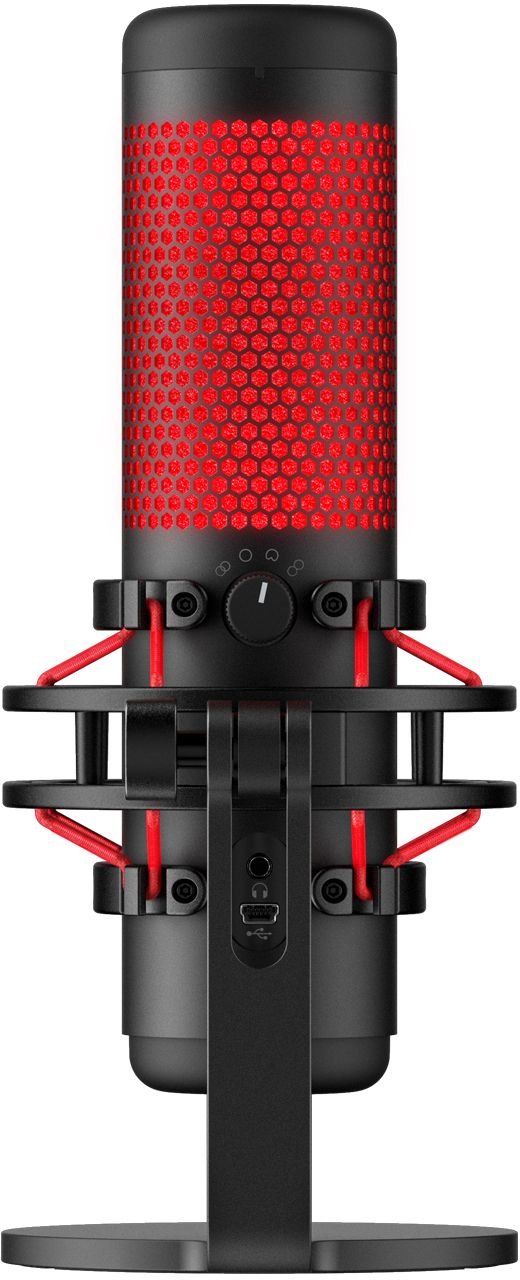 HyperX - Quad Cast Wired Multi-Pattern USB Electret Condenser Microphone-Black/Red