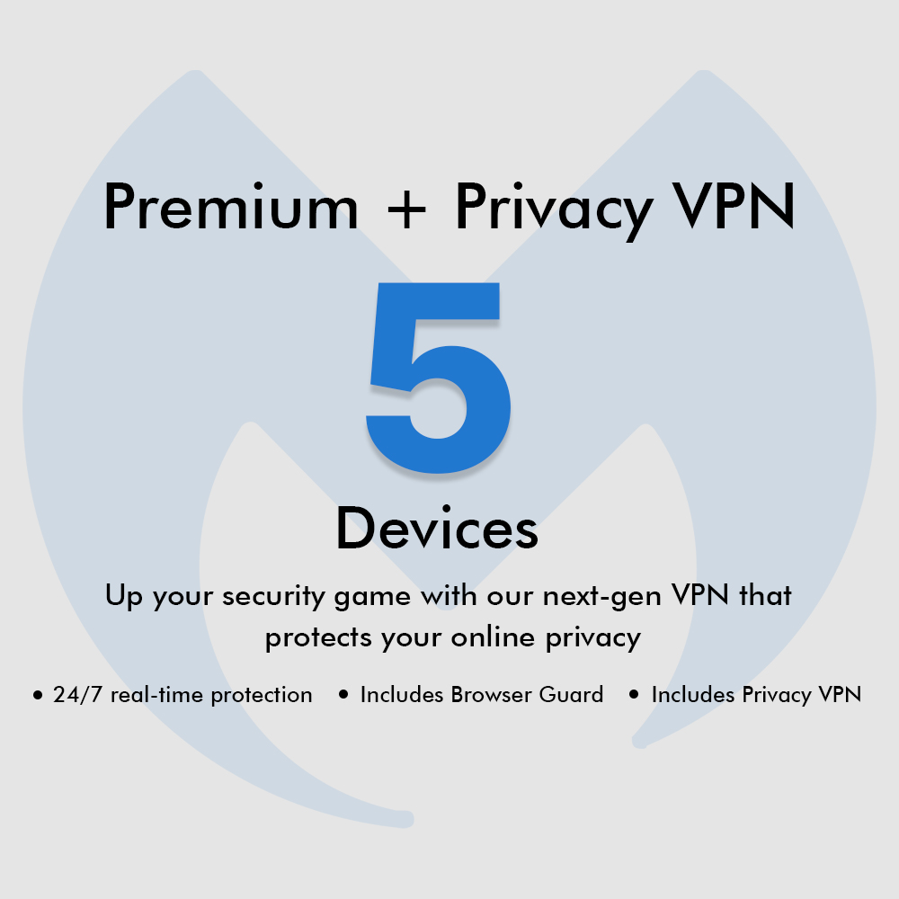 Malwarebytes Premium + Privacy VPN - 5 Devices