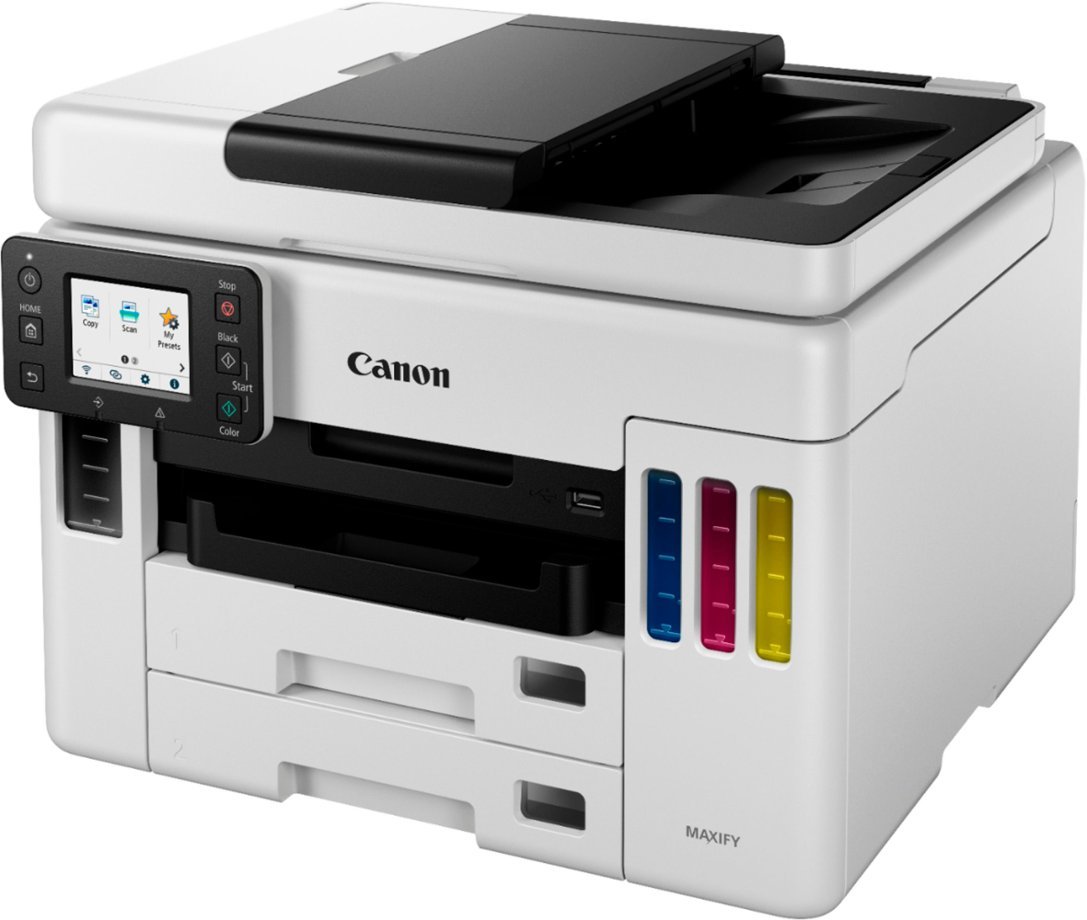 Canon - MAXIFY Mega Tank GX7021 Wireless All-In-One Inkjet Printer with Fax - White-White