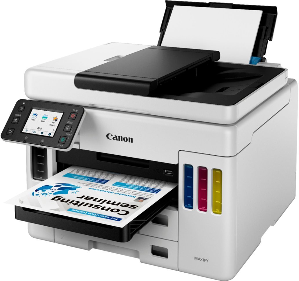 Canon - MAXIFY Mega Tank GX7021 Wireless All-In-One Inkjet Printer with Fax - White-White