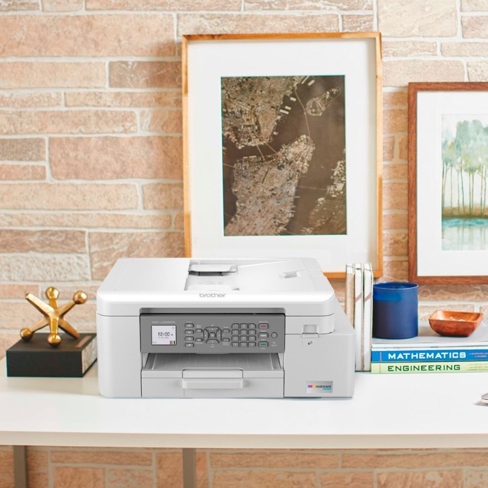 Brother - INKvestment Tank MFC-J4335DW Wireless All-in-One Inkjet Printer with up to 1-Year of Ink In-box - White/Gray-White/Gray