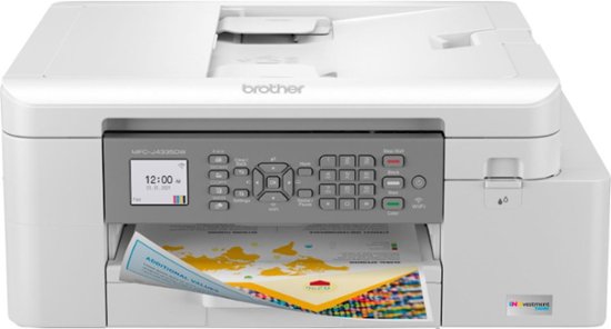 Brother - INKvestment Tank MFC-J4335DW Wireless All-in-One Inkjet Printer with up to 1-Year of Ink In-box - White/Gray-White/Gray